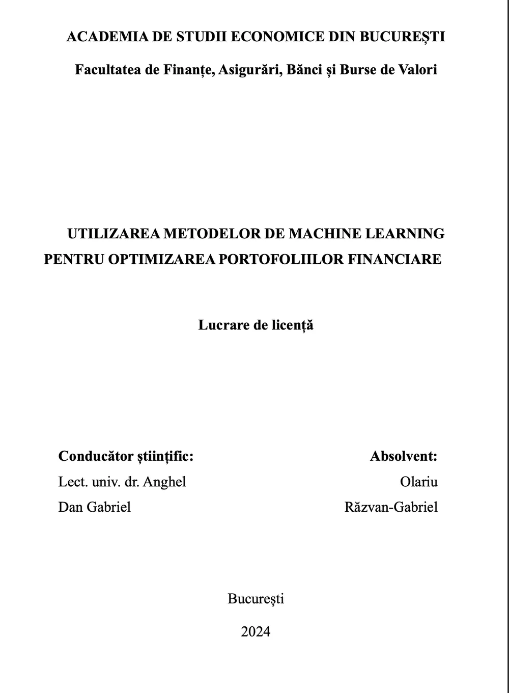 Application of Machine Learning Methods in Financial Portfolio Optimization