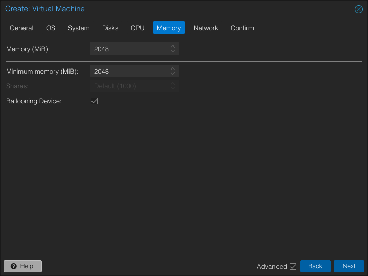 Create VM Memory